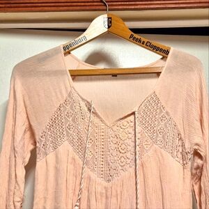 Peach Lace Detail Mini Dress